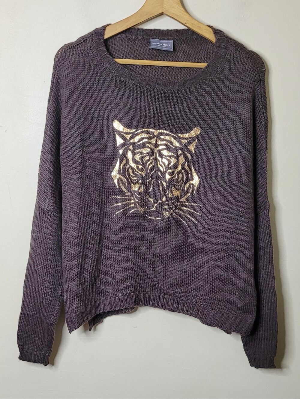 Wooden Ships Brown Gold Tiger Sweater - Picture 2 of 6